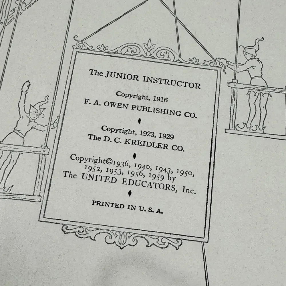 Vintage The Junior Instructor Book 1 Illustrations, Sheet Music Hardcover 1959